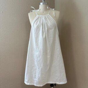 Size 2X Handmade, 100% Cotton, White A-Line Nightie with White Ribbon